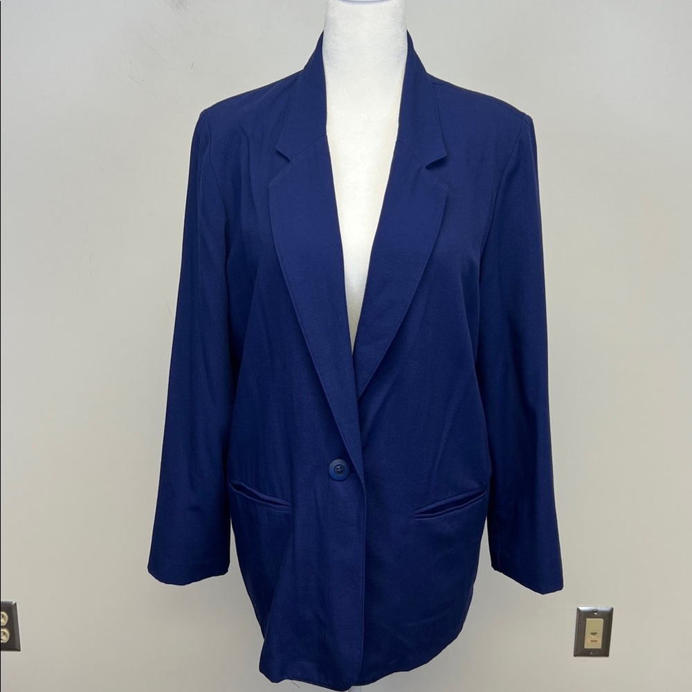 Sag Harbor Women’s Chic Classic Navy Blue Jacket Blazer Size 18